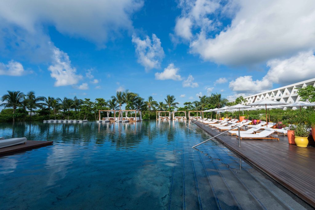 Beach at a luxury resort in the Riviera Maya