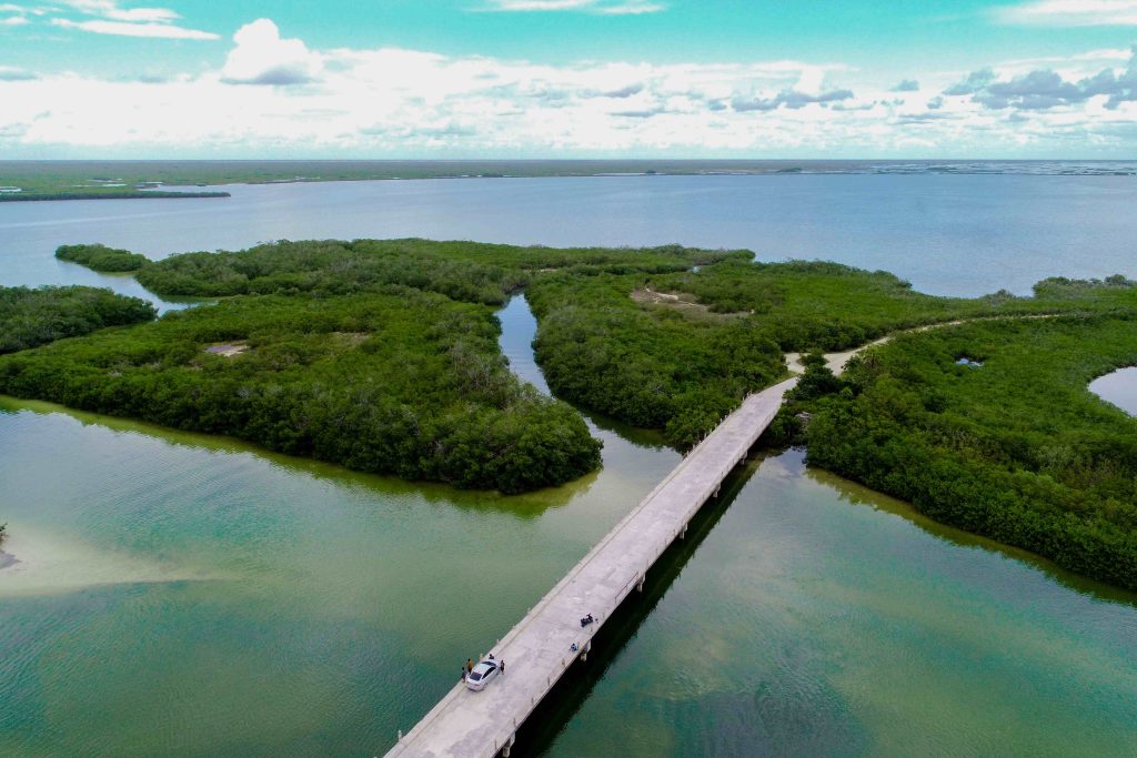 Aerial view of the lagoons and mangroves of Sian Ka’an