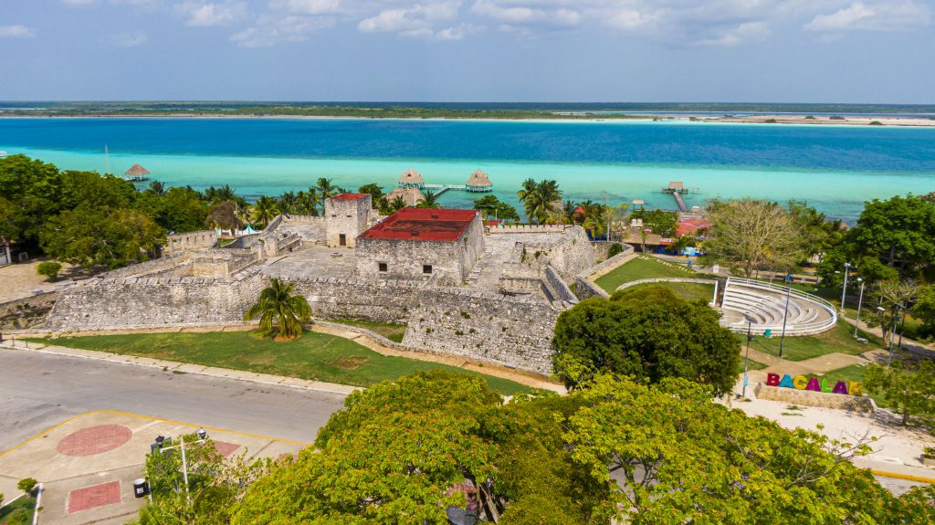 Aerial view of the Bacalar Lagoon