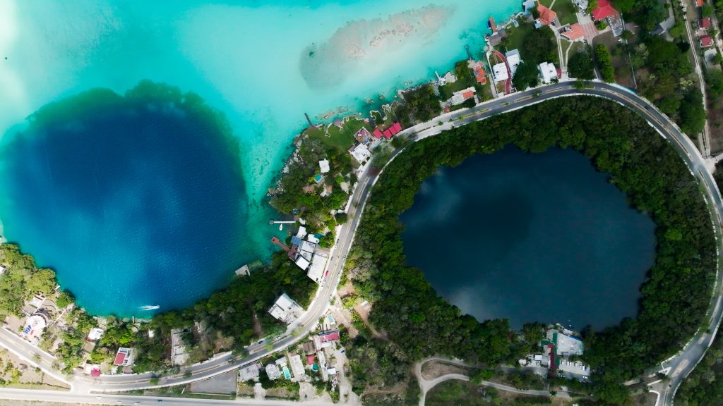 Blue water of a cenote in Bacalar