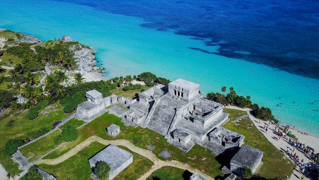 Tulum ruins above the Caribbean Sea